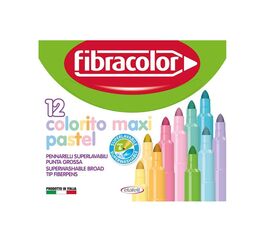 Μαρκαδόροι Ζωγραφικής Fibracolor - 12τμχ Χοντροί Παστέλ Χρώματα Fibracolor | Είδη Ζωγραφικής στο MarkCenter