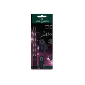 Σετ Faber Castell Γόμα Και Ξύστρα Sparkle Midnight Ροζ + Μίνι Sleeve  Faber castell | Διάφορα Είδη στο MarkCenter