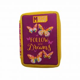 Κασετίνα Must Team Διπλή Γεμάτη Butterfly Follow Your Dreams Must Team | Τσάντες - Κασετίνες στο MarkCenter