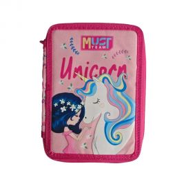 Κασετίνα Must Team Διπλή Γεμάτη Girl & Unicorn Must Team | Τσάντες - Κασετίνες στο MarkCenter