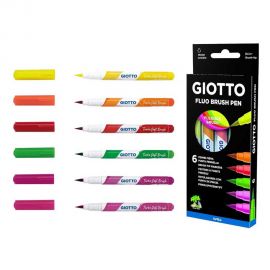 Μαρκαδόροι Πινέλου Giotto Turbo Soft Fluo 6τμχ Διακάκης | Είδη Ζωγραφικής στο MarkCenter