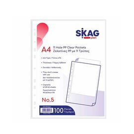 Ζελατίνες Περφορέ A4 0.05mm Nο.5 SKAG Συσκευασία 100 τεμαχίων Skag | Είδη Αρχειοθέτησης στο MarkCenter