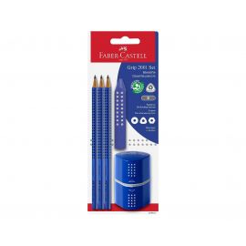 Σετ Faber Castell Grip 2001 3 Μολύβια 1 Γόμα 1 Ξύστρα Μπλε Faber castell  | Γραφική Ύλη στο MarkCenter