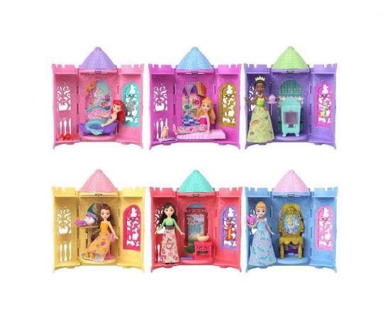 Disney Princess Μίνι Κούκλα Πύργος Έκπληξη 6 Σχέδια | JBL46 Mattel | Παιχνίδια για Κορίτσια στο MarkCenter