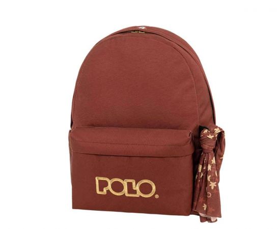 Τσάντα Πλάτης POLO Original Scarf Κεραμιδί Χρυσό Polo | Σχολικές Τσάντες - Κασετίνες στο MarkCenter