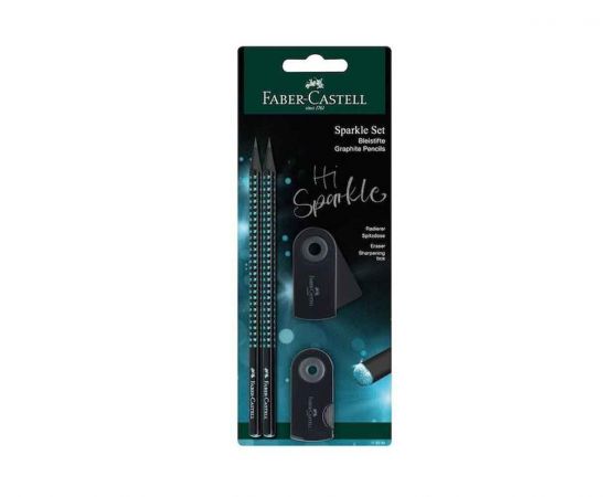 Σετ Faber Castell Γόμα Και Ξύστρα Sparkle Midnight Μπλε + Μίνι Sleeve  Faber castell | Διάφορα Είδη στο MarkCenter