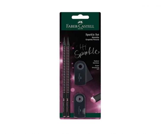 Σετ Faber Castell Γόμα Και Ξύστρα Sparkle Midnight Ροζ + Μίνι Sleeve  Faber castell | Διάφορα Είδη στο MarkCenter