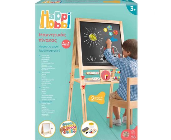 HappiHobbi Magnet Ξύλινος Μαγνητικός Επιδαπέδιος Πίνακας 2 Όψεων AS Company | Παιχνίδια για Κορίτσια στο MarkCenter