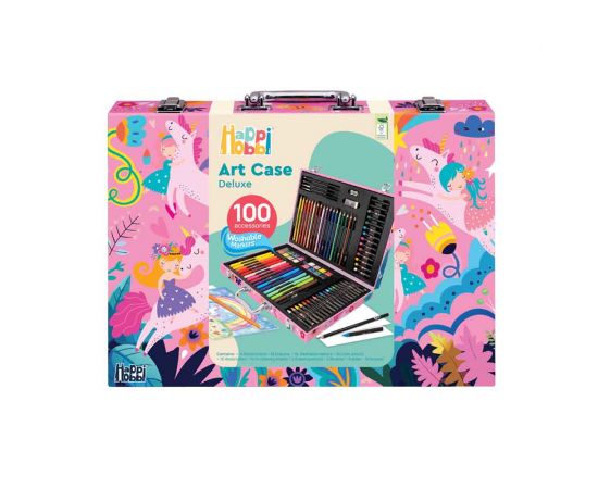 HappiHobbi Κασετίνα Ζωγραφικής Deluxe 100 Αξεσουάρ Φαντασία Μονόκεροι AS Company | Παιχνίδια για Κορίτσια στο MarkCenter