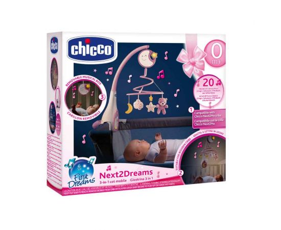 Βρεφικό Παιχνίδι Κούνιας Chicco Περιστρεφόμενο Next2Dreams Ροζ Chicco | Παιχνίδια Bebe στο MarkCenter