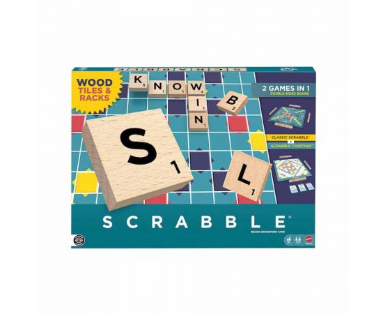 Επιτραπέζιο Παιχνίδι Scrabble Με Ξύλινα Γράμματα 2 Σε 1 Mattel | Παιχνίδια Unisex στο MarkCenter