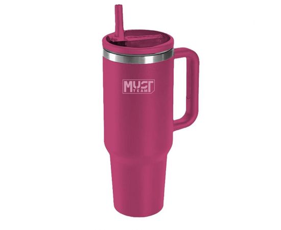 Θερμός Ανοξείδωτος Must Team Ποτήρι Με Καλαμάκι 1200ml Βυσσινί Must Team | Παγουράκια - Δοχεία Φαγητού στο MarkCenter