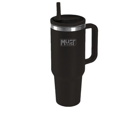 Θερμός Ανοξείδωτος Must Team Ποτήρι Με Καλαμάκι 1200ml Μαύρο Must Team | Παγουράκια - Δοχεία Φαγητού στο MarkCenter