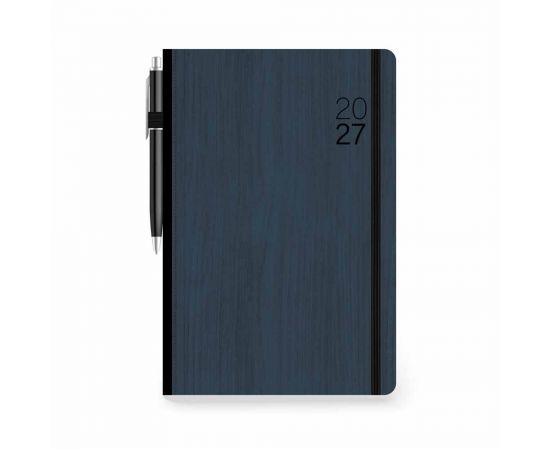 Ημερολόγιο Ημερήσιο eco 12x17 Με στυλό και Λάστιχο Μπλε Σκούρο 2027  | Ημερολόγια στο MarkCenter