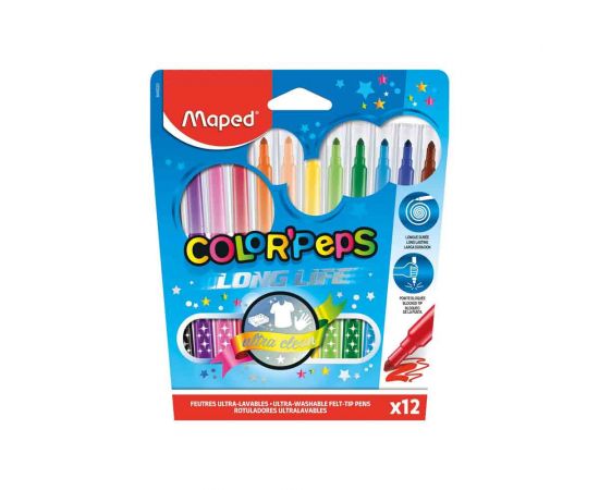 Μαρκαδόροι Ζωγραφικής Maped Color Peps Long Life 12τμχ Maped | Είδη Ζωγραφικής στο MarkCenter