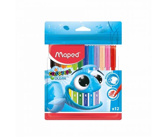 Μαρκαδόροι Ζωγραφικής Maped Color Peps Ocean Πλαστική Θήκη  12τμχ Maped | Είδη Ζωγραφικής στο MarkCenter