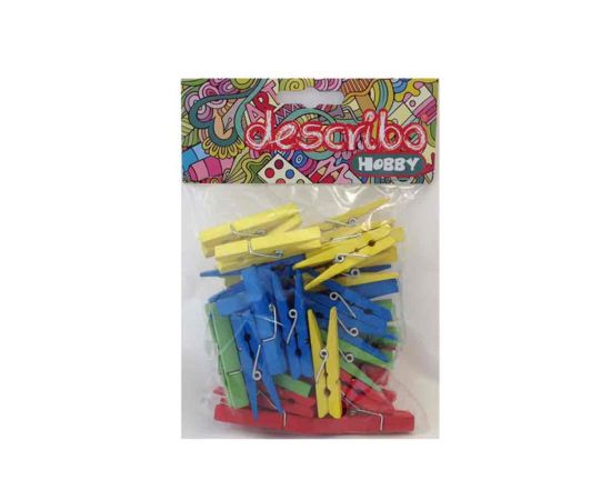 Μανταλάκια Describo Ξύλινα Χρωματιστά Σετ 40 Τεμαχίων 48x7mm Describo | Είδη Χειροτεχνίας στο MarkCenter