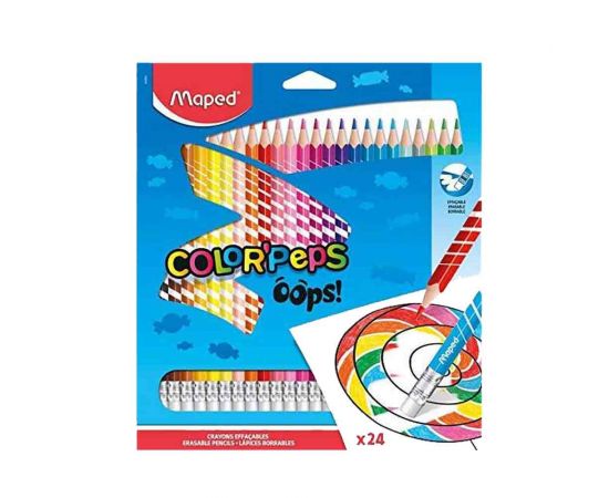 Ξυλομπογιές Maped Color Peps Oops 24τμχ με Γόμα Maped | Είδη Ζωγραφικής στο MarkCenter