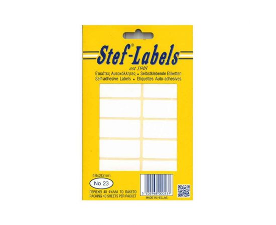 Ετικέτες Αυτοκόλλητες Stef labels 40 Φύλλα No23 20x48 Stef labels | Χαρτικά στο MarkCenter