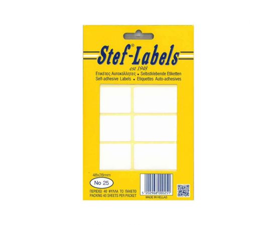 Ετικέτες Αυτοκόλλητες Stef labels 40 Φύλλα No25 49x48 Stef labels | Χαρτικά στο MarkCenter