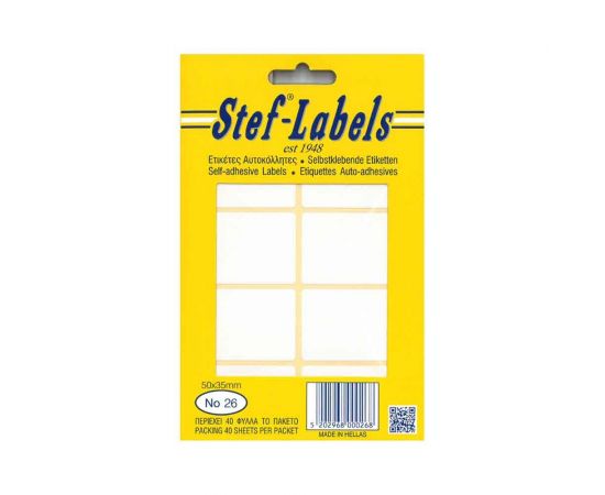 Ετικέτες Αυτοκόλλητες Stef labels 40 Φύλλα No26 36x50 Stef labels | Χαρτικά στο MarkCenter