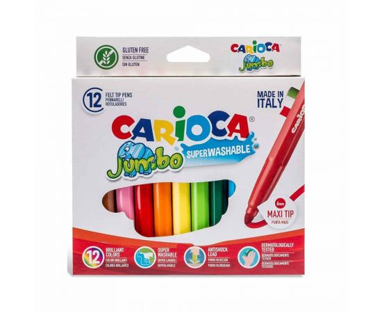 Μαρκαδόροι Ζωγραφικής Carioca jumbo - 12τμχ Χοντροί Carioca | Είδη Ζωγραφικής στο MarkCenter