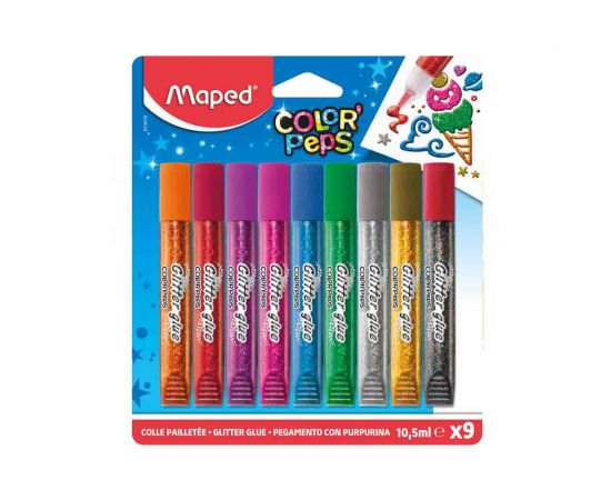 Κόλλα Glitter Maped Color Peps 10,5ml x 9 Σωληνάρια Maped | Είδη Χειροτεχνίας στο MarkCenter