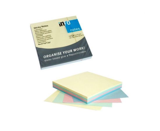 Χαρτάκια Αυτοκόλλητα Info 75X75mm 100 Φύλλα 4 Χρώματα info | Προμήθεια Γραφείου στο MarkCenter