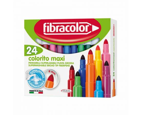 Μαρκαδόροι Ζωγραφικής Fibracolor - 24τμχ Χοντροί Fibracolor | Είδη Ζωγραφικής στο MarkCenter