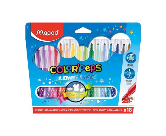 Μαρκαδόροι Ζωγραφικής Maped Color Peps Long Life 18τμχ Carioca | Είδη Ζωγραφικής στο MarkCenter