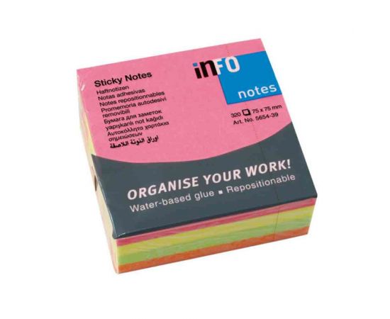 Χαρτάκια Αυτοκόλλητα Χρωματιστά 75X75mm 320Φ​​ 5654-39 info | Προμήθεια Γραφείου στο MarkCenter