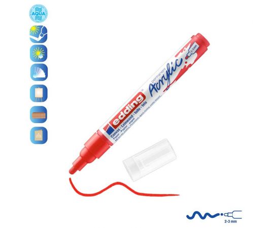 Ακρυλικός Μαρκαδόρος Edding 5100 2-3mm Traffic red Edding | Είδη Ζωγραφικής στο MarkCenter