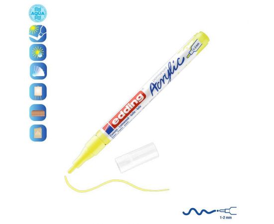 Ακρυλικός Μαρκαδόρος Edding 5300 1-2mm Fluorescent yellow Edding | Είδη Ζωγραφικής στο MarkCenter