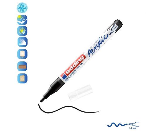 Ακρυλικός Μαρκαδόρος Edding 5300 1-2mm Black Edding | Είδη Ζωγραφικής στο MarkCenter
