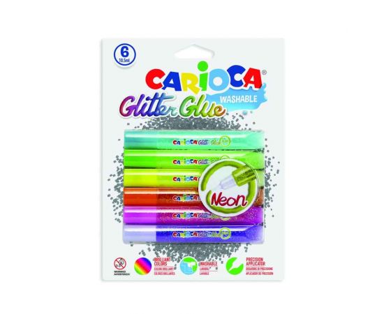 Κόλλα Glitter Carioca 10,5ml 6 Χρώματα Neon Carioca | Είδη Χειροτεχνίας στο MarkCenter