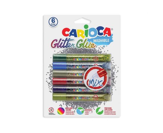 Κόλλα Glitter Carioca 10,5ml 6 Χρώματα Carioca | Είδη Χειροτεχνίας στο MarkCenter