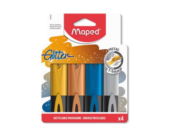 Μαρκαδόρος Υπογραμμίσεως Maped Glitter metal 4τμχ Maped | Γραφική Ύλη στο MarkCenter