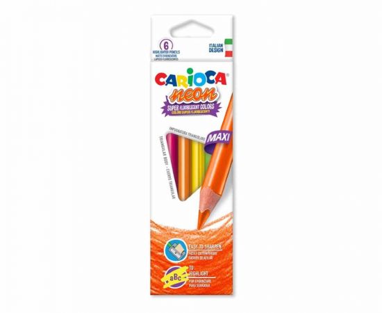 Ξυλομπογιές Carioca Neon Maxi 6 Τεμάχια Carioca | Είδη Ζωγραφικής στο MarkCenter