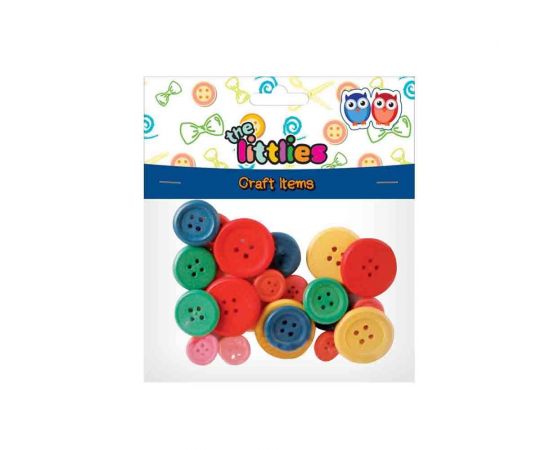 Κουμπιά Ξύλινα The Littlies 24τμχ Χρωματιστά | 000646606 Διακάκης | Είδη Χειροτεχνίας στο MarkCenter