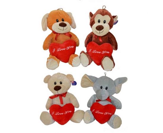 Λούτρινο Ζωάκι 35εκ με Καρδιά 4 Σχέδια OEM | Είδη Δώρων στο MarkCenter