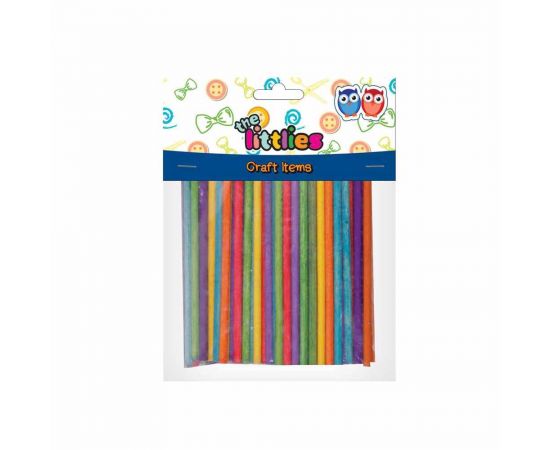 Ξυλάκια Χειροτεχνίας Κυλινδρικά Χρωματιστά 4x100mm 100τμχ The Littlies | 000646521 Διακάκης | Είδη Χειροτεχνίας στο MarkCenter