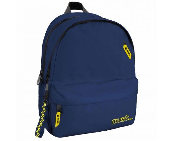 Τσάντα Πλάτης με 2 Θήκες Must Monochrome Plus Colored Inside Μπλε Navy | 000584942 Must Team | Σχολικές Τσάντες - Κασετίνες στο MarkCenter
