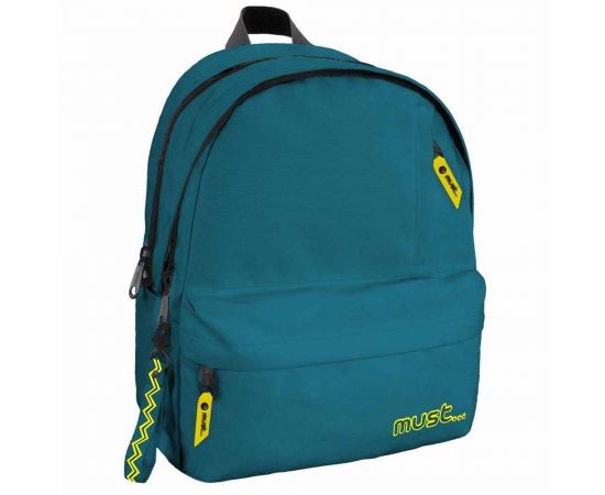 Τσάντα Πλάτης με 2 Θήκες Must Monochrome Plus Colored Inside Πράσινο | 000584939 Must Team | Σχολικές Τσάντες - Κασετίνες στο MarkCenter