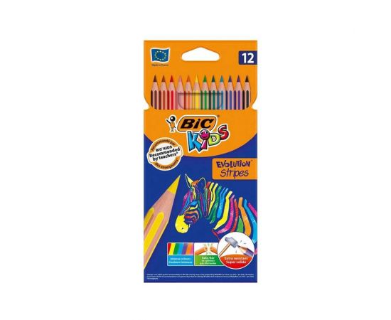 Ξυλομπογιές Bic Kids Evolution Stripes 12τμχ Bic | Είδη Ζωγραφικής στο MarkCenter