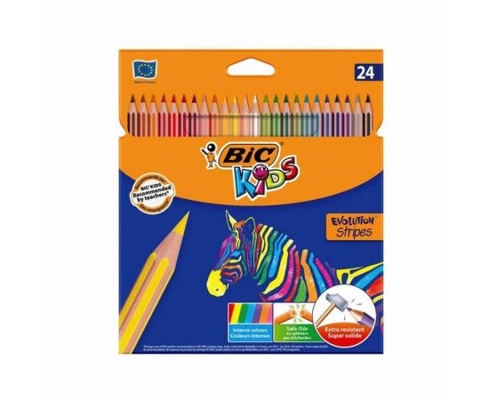 Ξυλομπογιές Bic Kids Evolution Stripes 24τμχ Bic | Είδη Ζωγραφικής στο MarkCenter