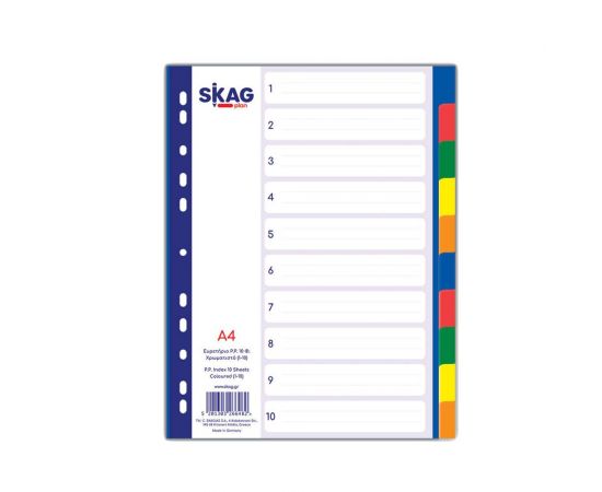 Διαχωριστικά A4 10 Θεμάτων Χρωματιστά P.P. Skag Skag | Είδη Αρχειοθέτησης στο MarkCenter