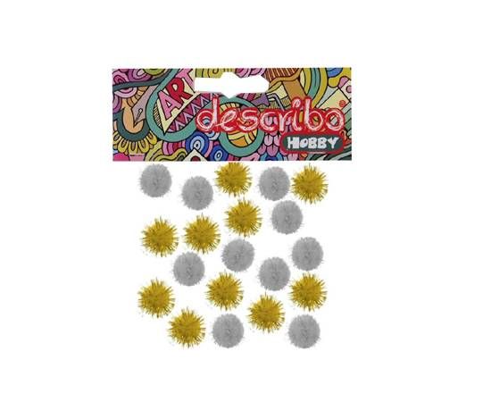 Pompons Describo Χρυσό-Ασημί Glitter 20 τμχ Describo | Είδη Χειροτεχνίας στο MarkCenter