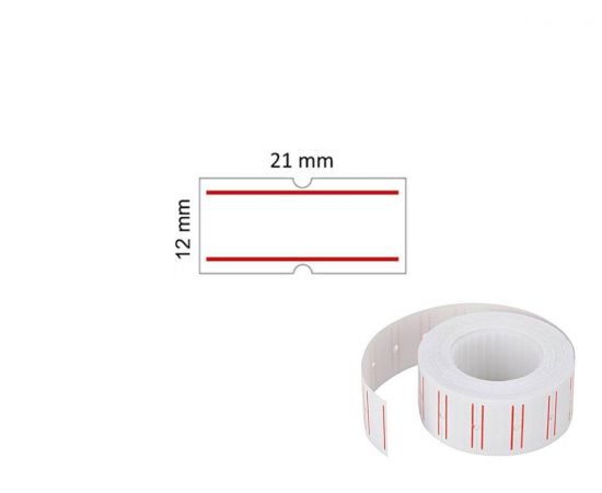 Ετικέτες ετικετογράφου 21x12mm με κόκκινη γραμμή OEM | Χαρτικά στο MarkCenter