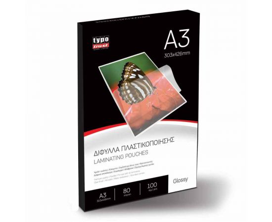 Ζελατίνες Πλαστικοποίησης Α3 80 Microns (303×426mm) Typotrust Typotrust | Μηχανές Γραφείου  στο MarkCenter