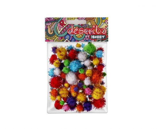 Pompons Describo Διάφορα Χρώματα Glitter 80τμχ Μέγεθος 10mm Describo | Είδη Χειροτεχνίας στο MarkCenter